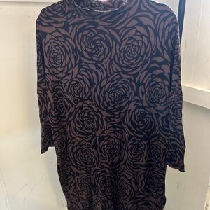 Masai Black and Brown Mock-Neck Mini Dress